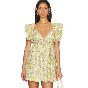 Tamra Mini Yellow Dress in Yellow (FOR LOVE & LEMONS)